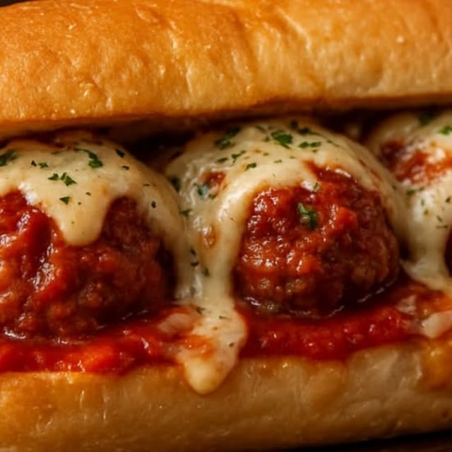 Meatballs Parmigiana Sandwich..